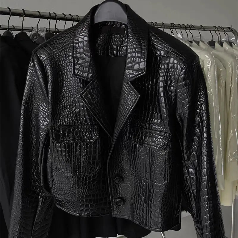 CrocTex Suit Collar Leather Jacket