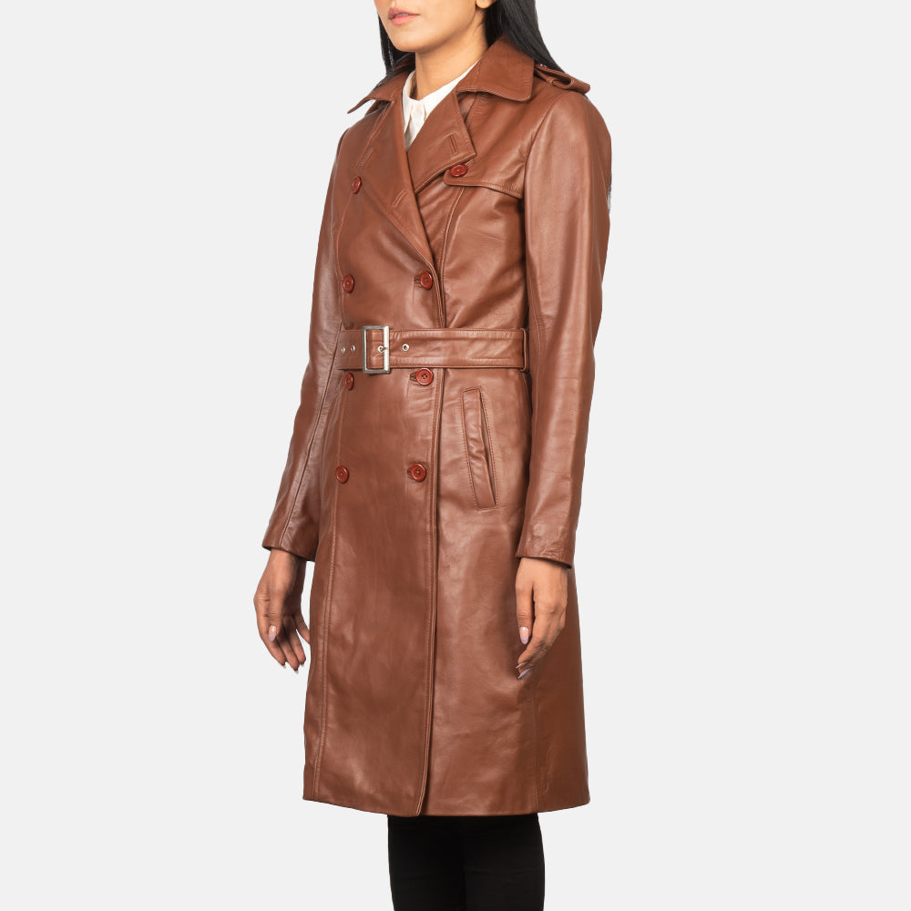 Plucky Double Breasted Leather Coat