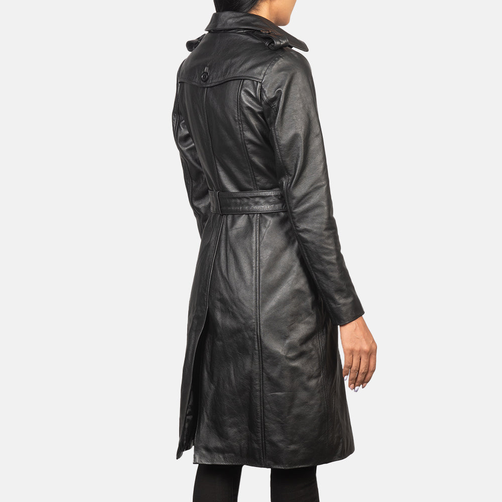 Plucky Double Breasted Leather Coat
