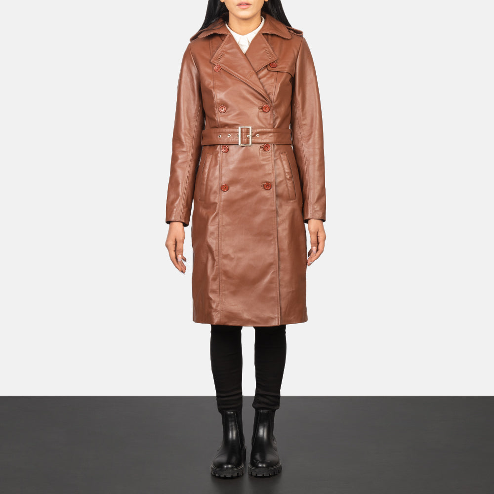 Plucky Double Breasted Leather Coat