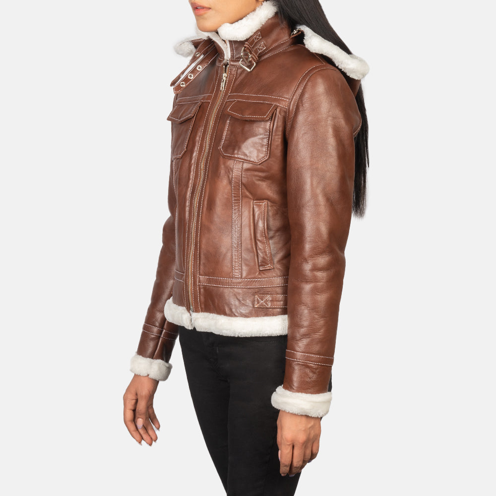 Frosty Hooded Shearling Leather Jacket