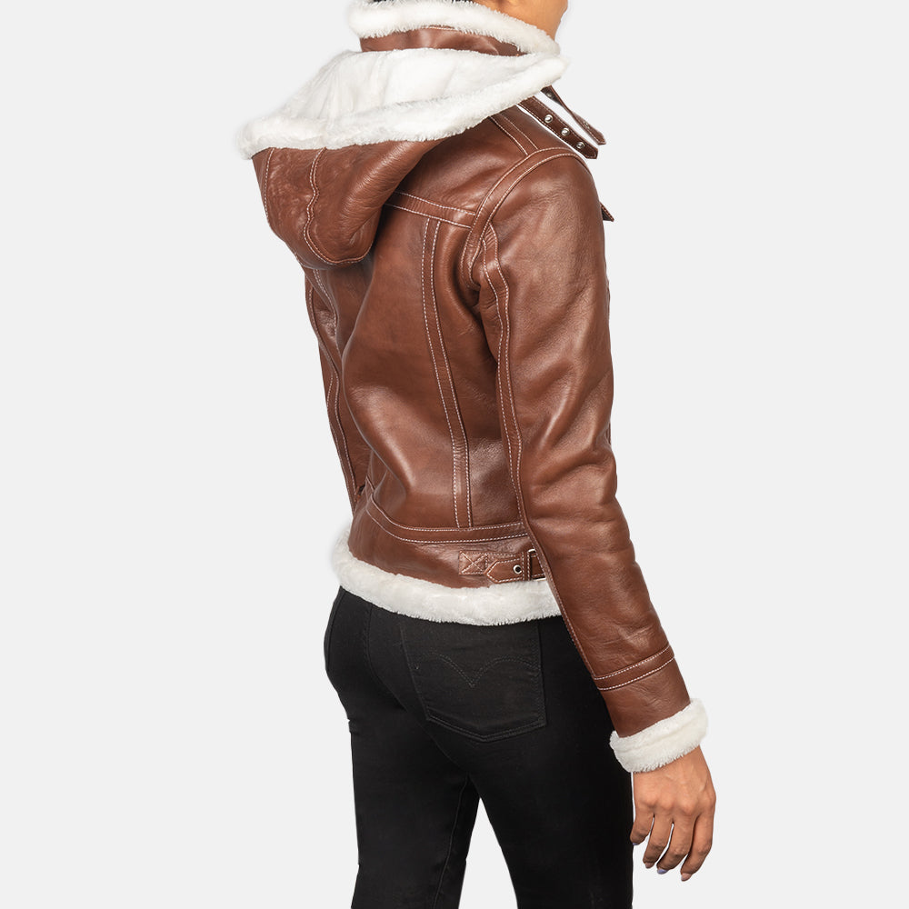 Frosty Hooded Shearling Leather Jacket