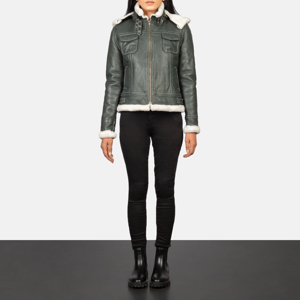 Frosty Hooded Shearling Leather Jacket