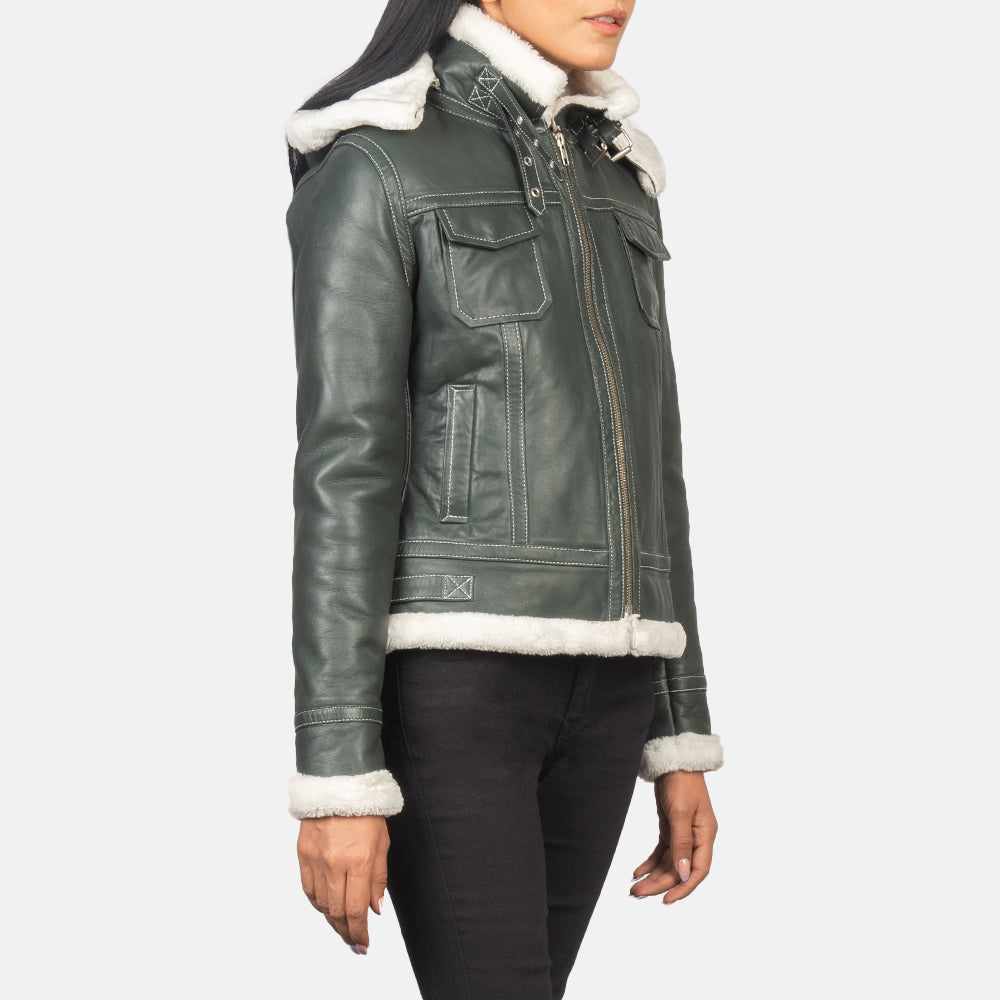 Frosty Hooded Shearling Leather Jacket