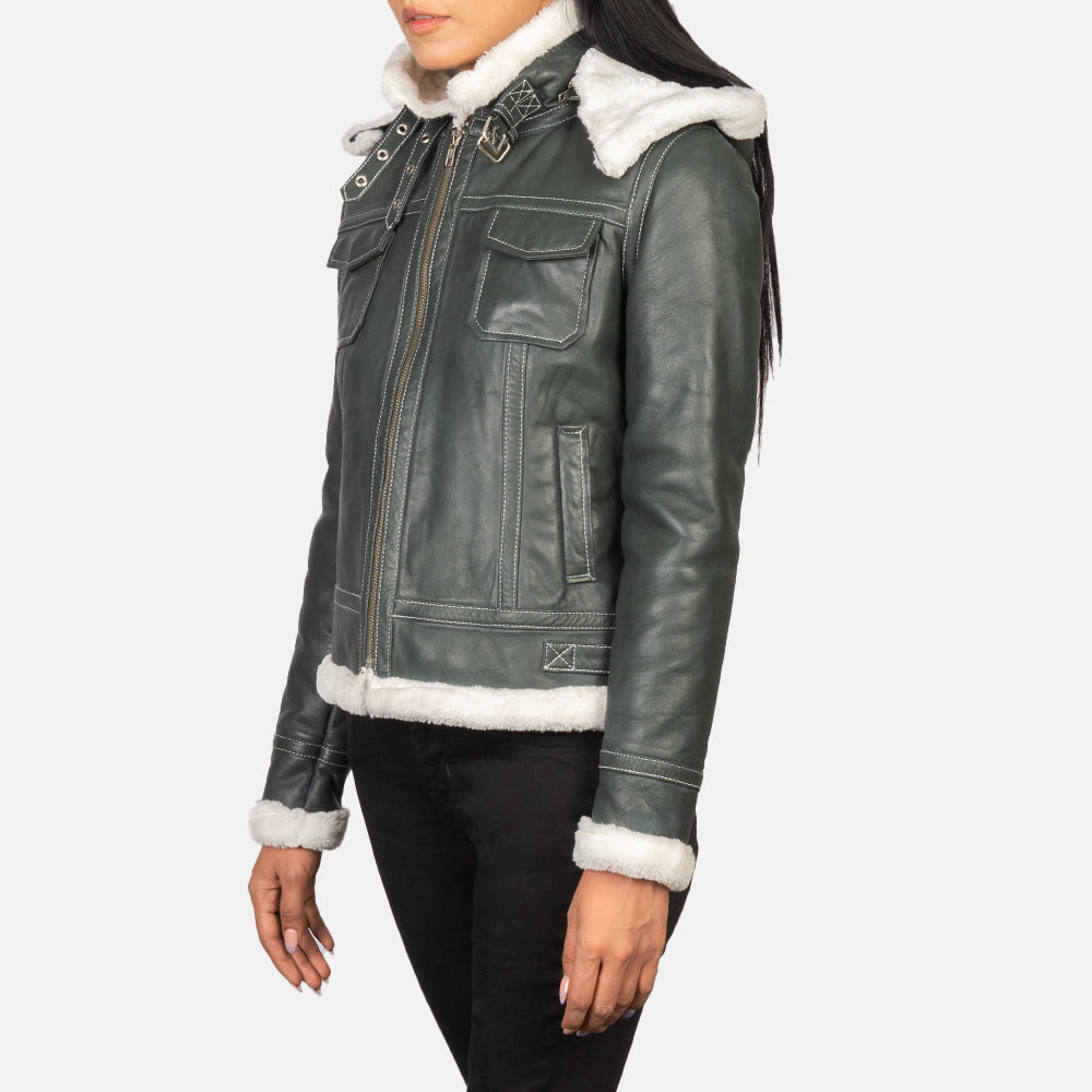 Frosty Hooded Shearling Leather Jacket