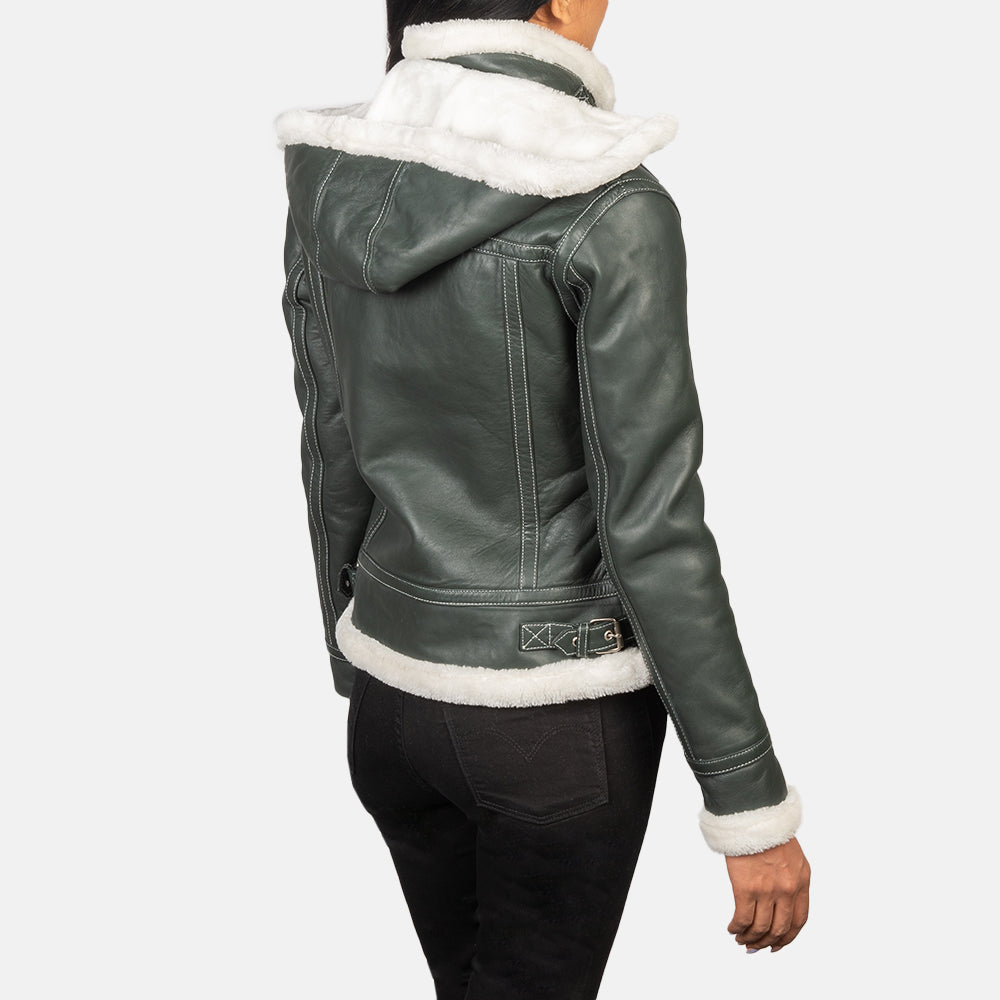 Frosty Hooded Shearling Leather Jacket