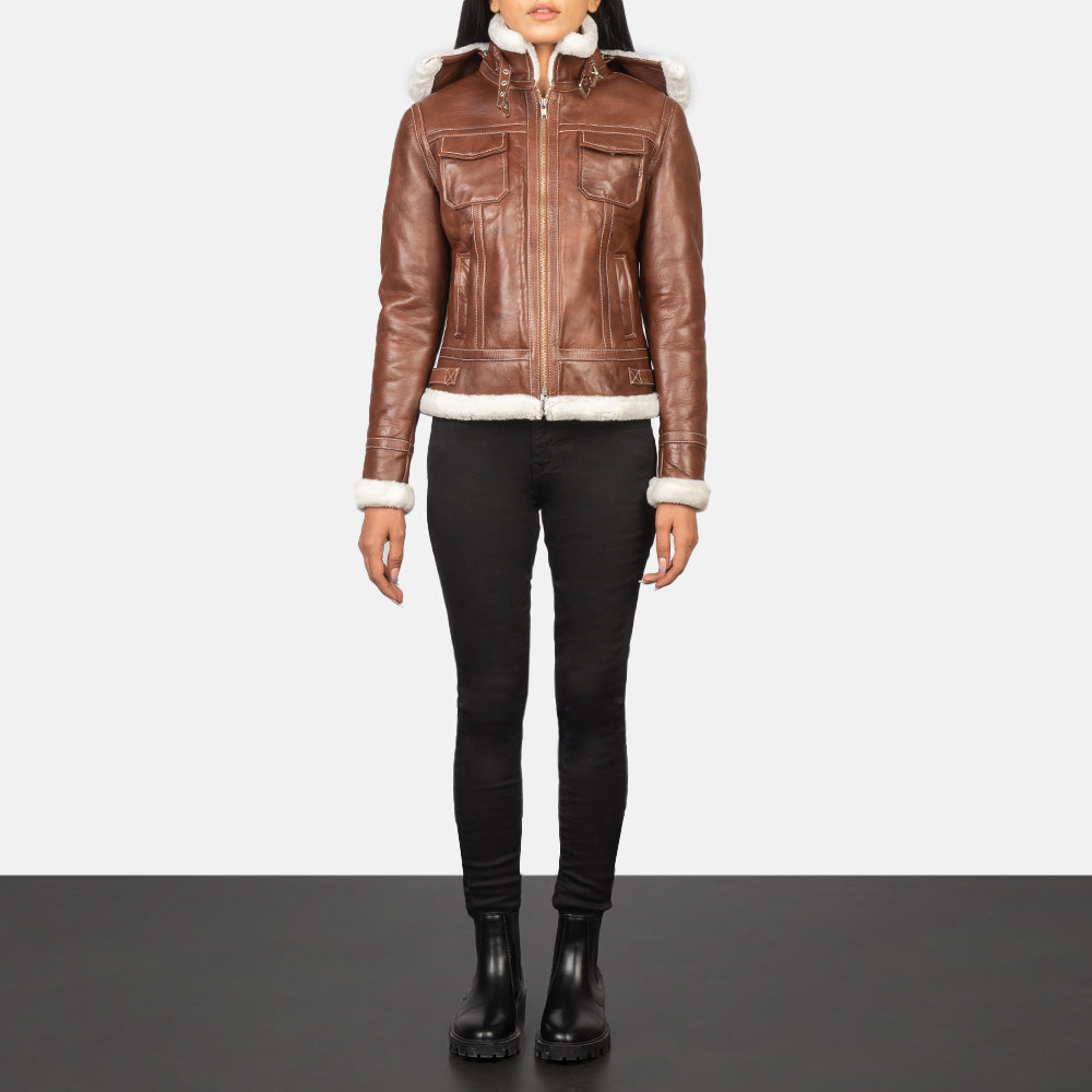 Frosty Hooded Shearling Leather Jacket