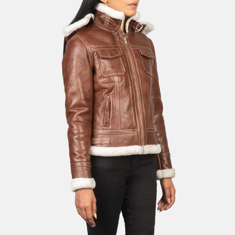 Frosty Hooded Shearling Leather Jacket