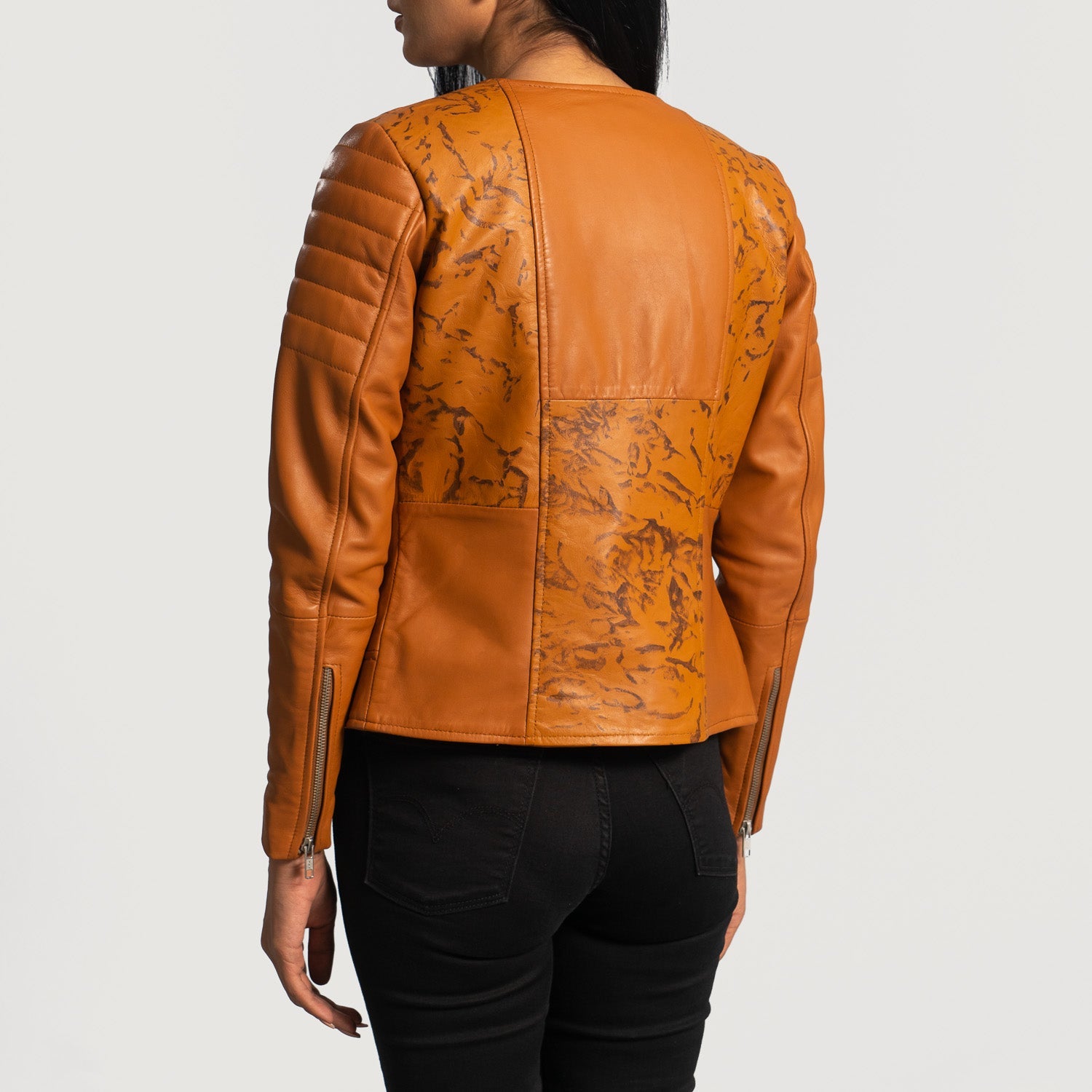 Grit Tan Dye Leather Biker Jacket