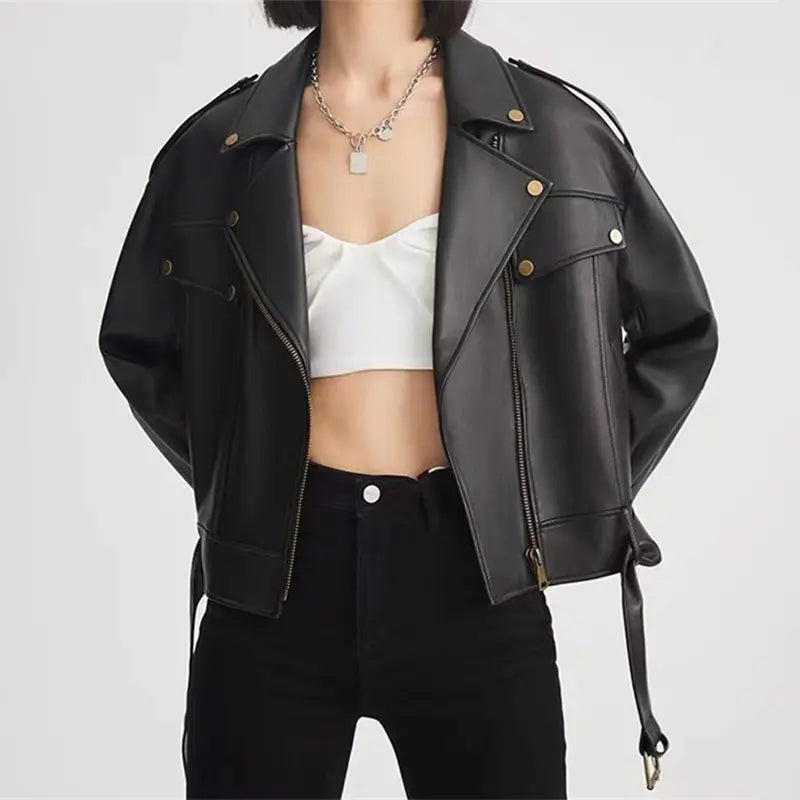 Noir Leather Biker Jacket
