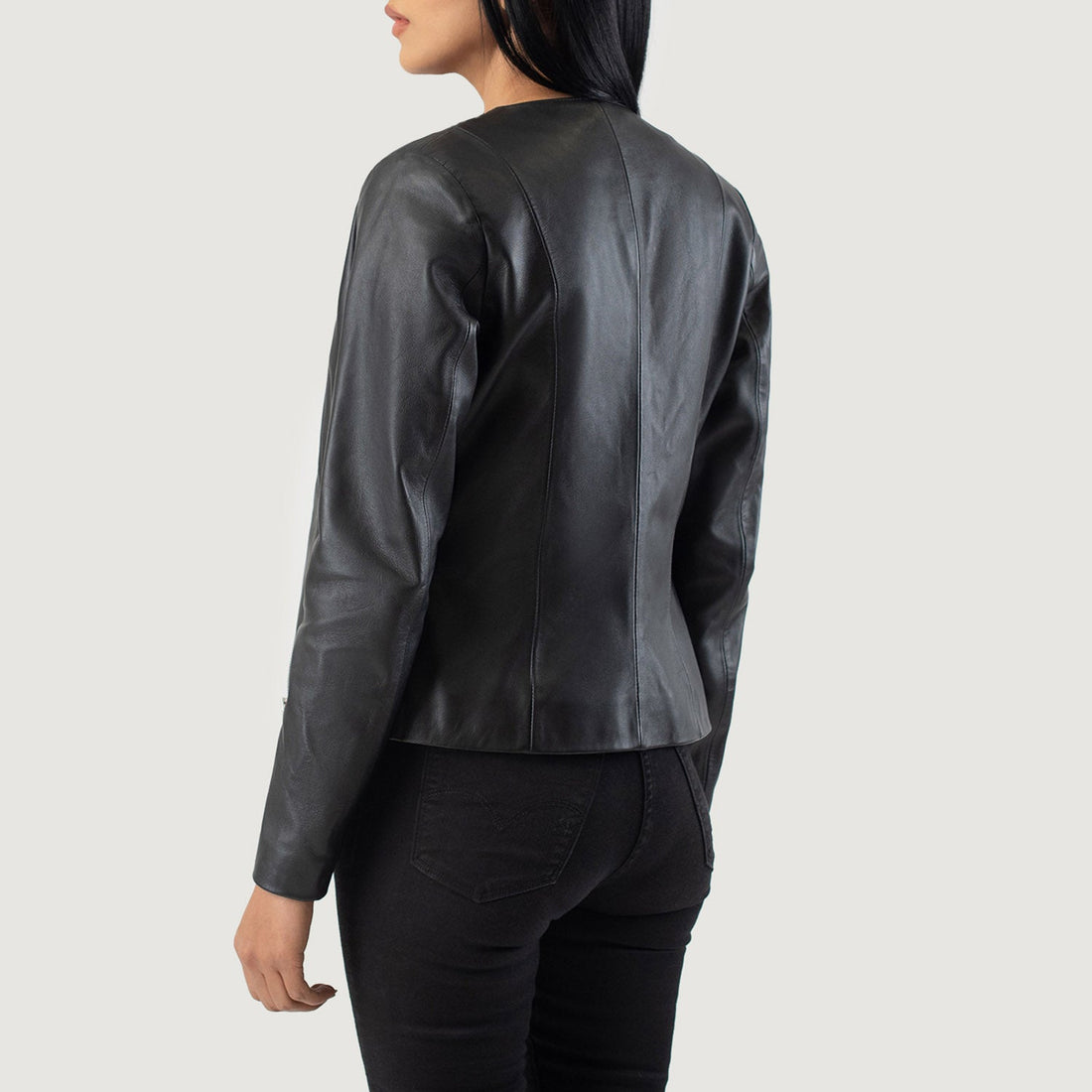 Odette Classic Collarless Leather Jacket