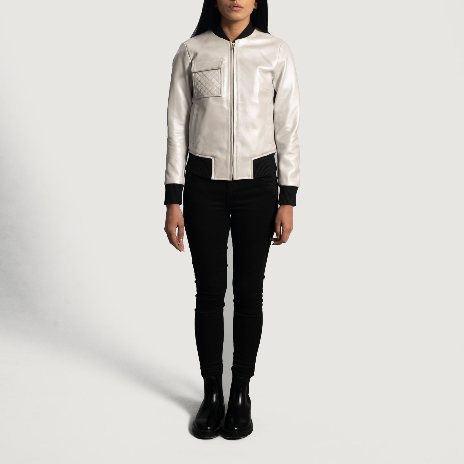 Roxy Silver Leather Bomber Blazer
