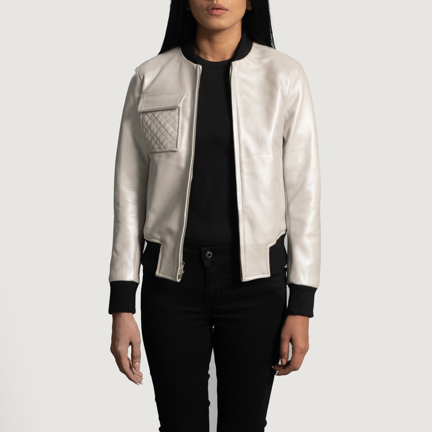 Roxy Silver Leather Bomber Blazer