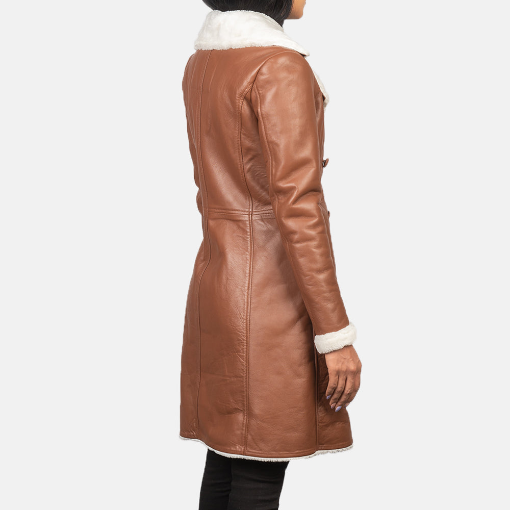 Sheen Double Breasted Shearling Leather Coat