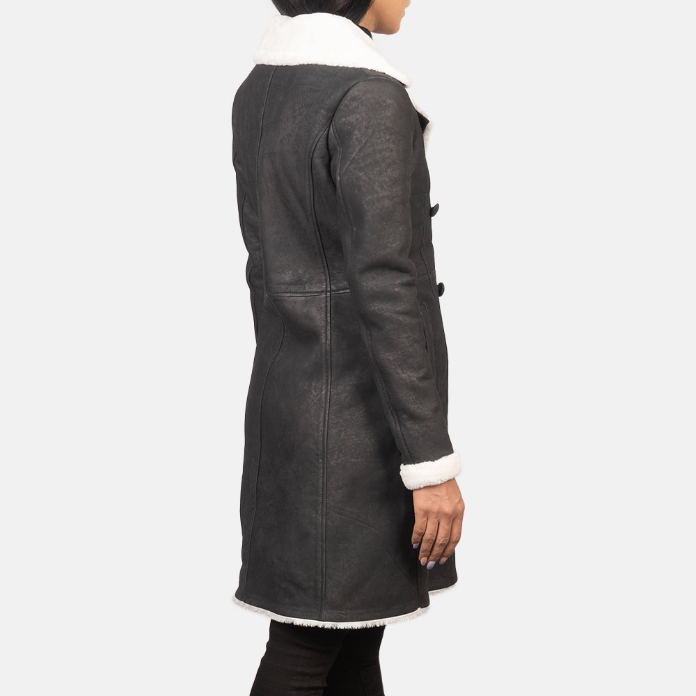 Sheen Double Breasted Shearling Leather Coat