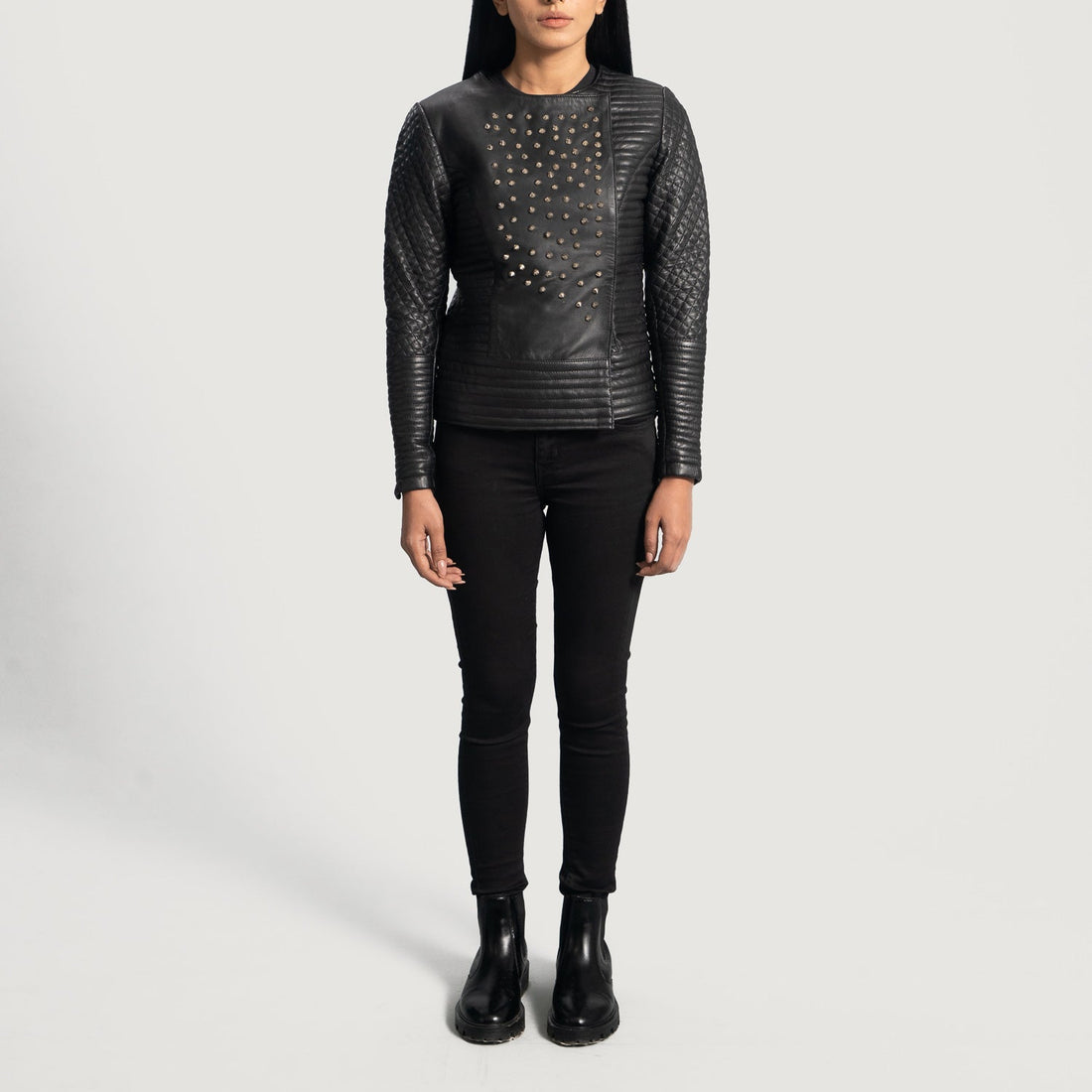 Strike Black Studded Leather Jacket