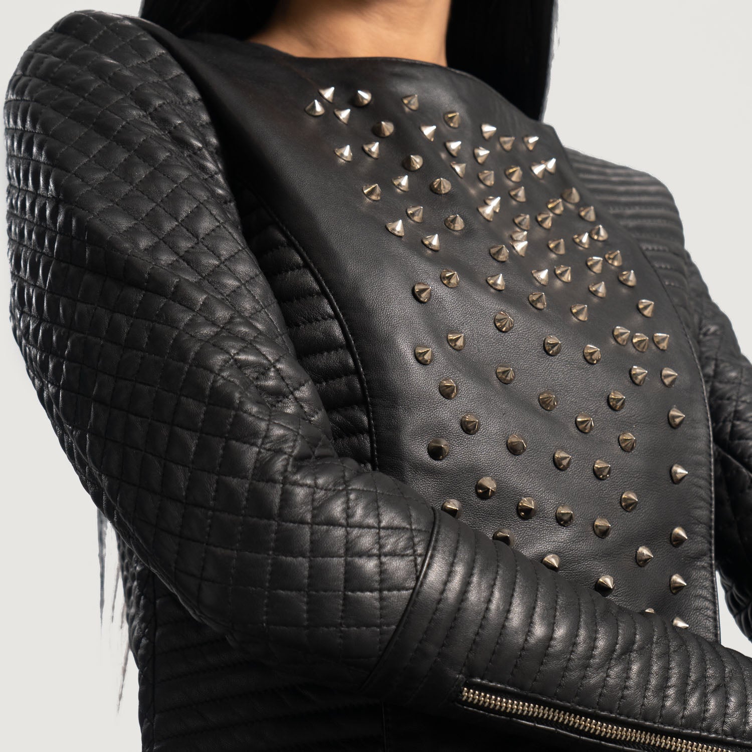 Strike Black Studded Leather Jacket
