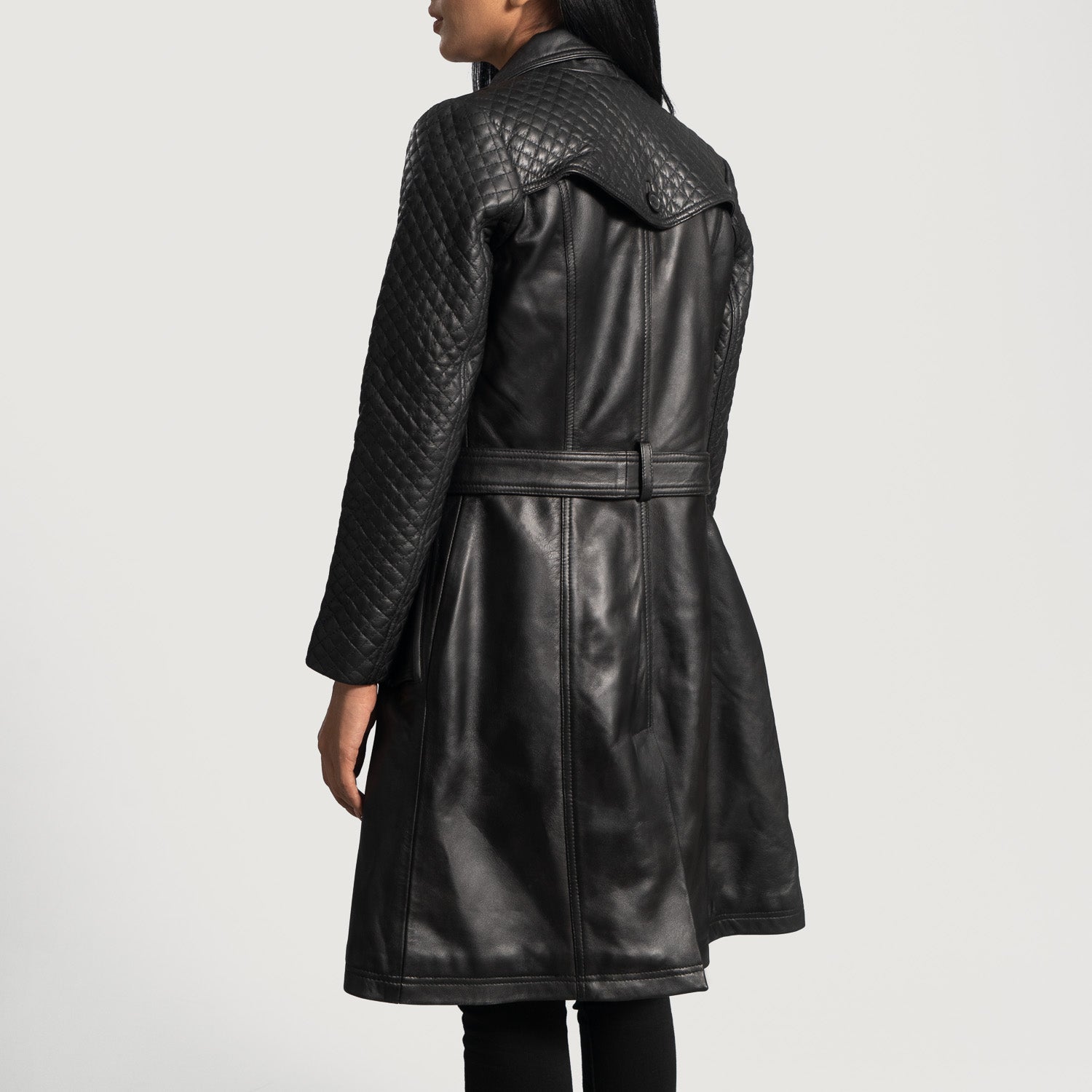 Timeless Black Leather Trench  Coat