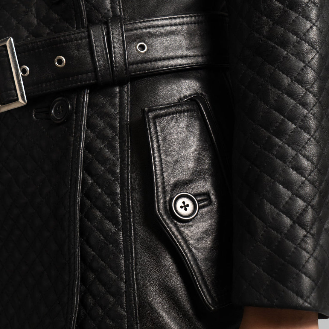 Timeless Black Leather Trench  Coat