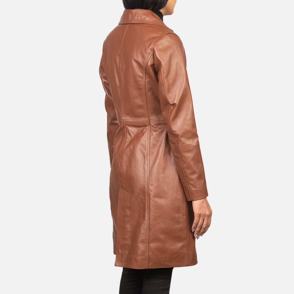 Alexis Brown Single Breasted Leather Coat for Women