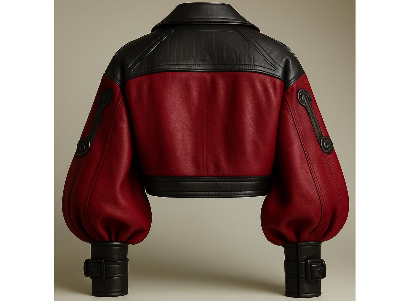 Balloon Sleeve Jacket with Crocodile Embossed Accents