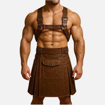 Unisex sheep leather kilt and harness