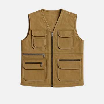 Men's Tan Leather Utility Vest