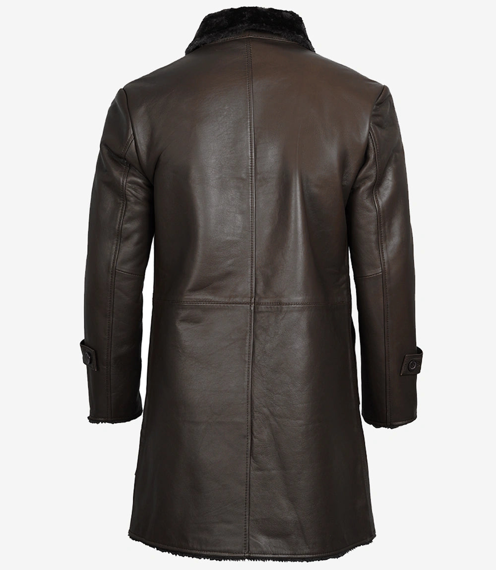 Men's Dark Brown Real Leather Shearling Coat