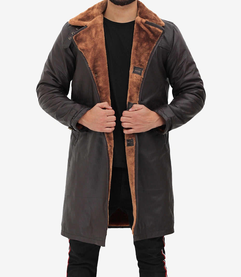 Turlock Men's Dark Brown 34 Vintage Shearling Coat