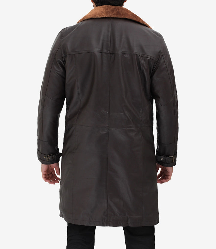 Turlock Men's Dark Brown 34 Vintage Shearling Coat