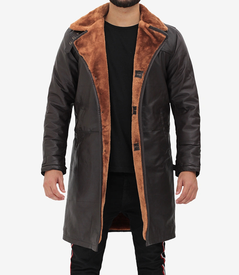 Turlock Men's Dark Brown 34 Vintage Shearling Coat