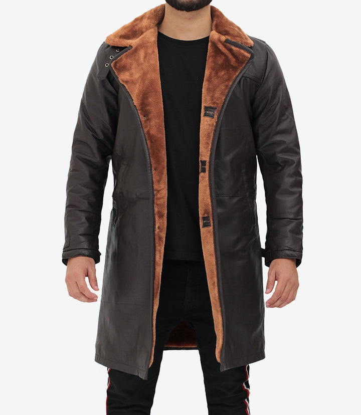 Turlock Men's Dark Brown 34 Vintage Shearling Coat